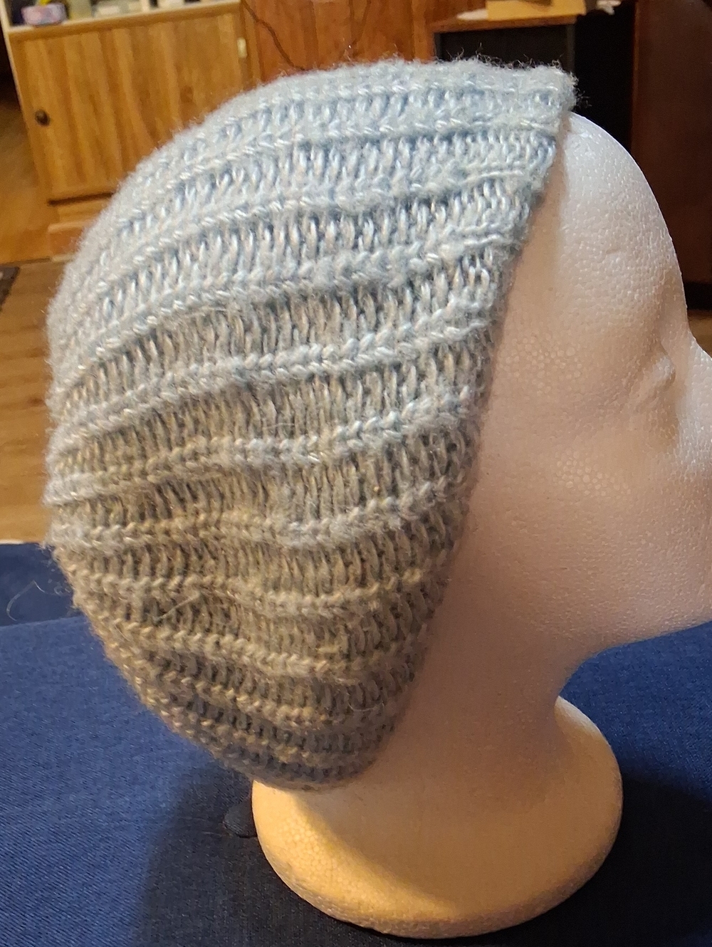 Vintage Pale Blue Knit Slouch Hat
